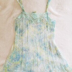 VICTORIA SECRET WATERCOLOR SILK BABYDOLL SLIP RARE